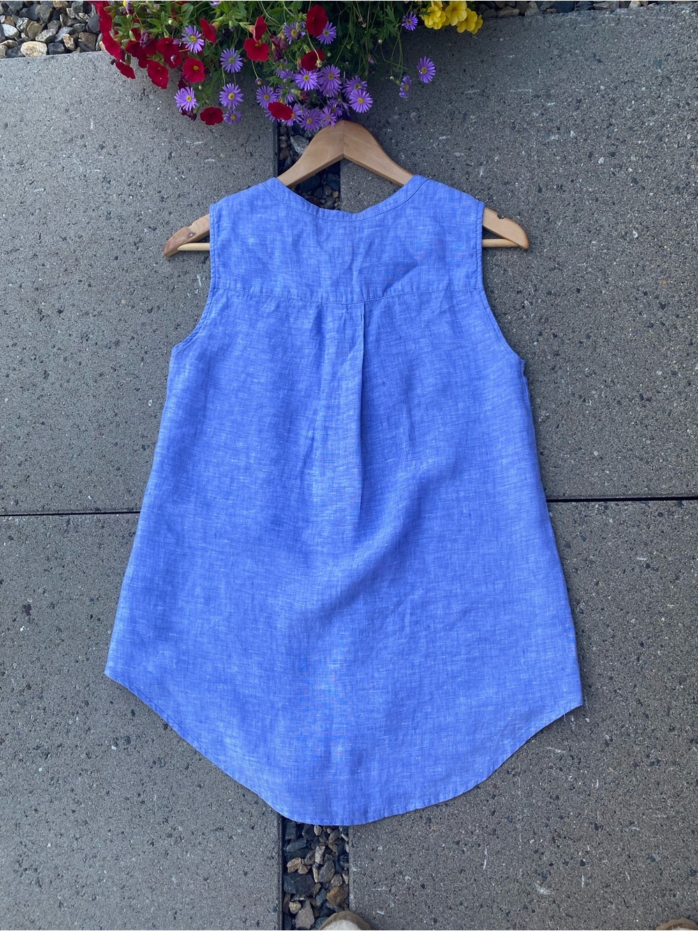 Christian Siriano Blue Linen Sleeveless Tunic Top